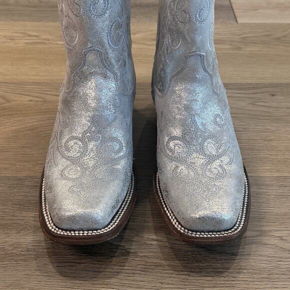 JB Dillon Reserve NWT Womens 8 Silver Glitter Embroidered Cowgirl Western Boots - Picture 3 of 15